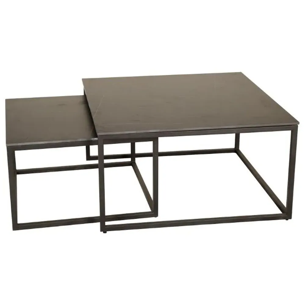 Tiana Square Nesting Coffee Tables - Black, Ceramic image