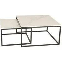 Tiana Square Nesting Coffee Tables - White, Ceramic