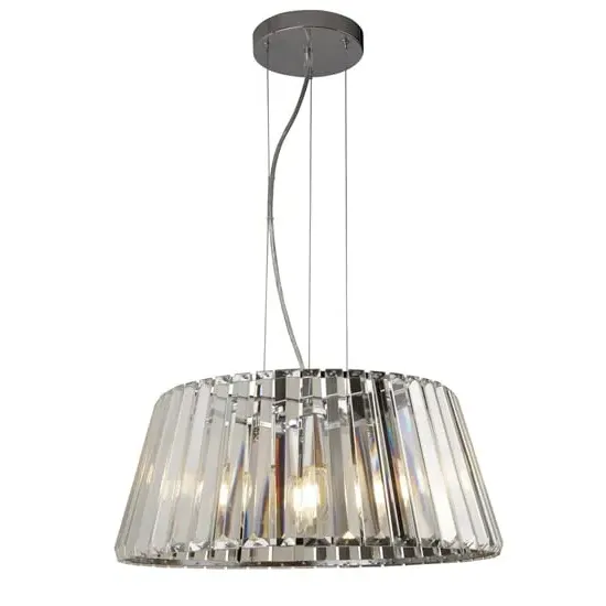 Tiara 5 Light Crystal Glass Ceiling Pendant Light - Chrome