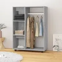 Tiara Open Wardrobe with 3 Shelves - Concrete Effect, Engineered Wood