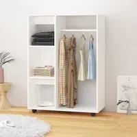 Tiara Open Wardrobe with 3 Shelves - White, Engineered Wood