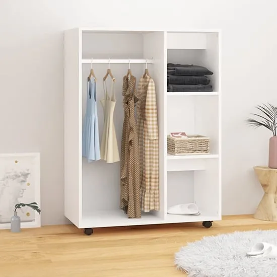 Tiara Open Wardrobe with 3 Shelves - White, Engineered Wood