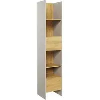 Tifton Bookcase with 1 Door 1 Drawer - Silk Flou, Oak
