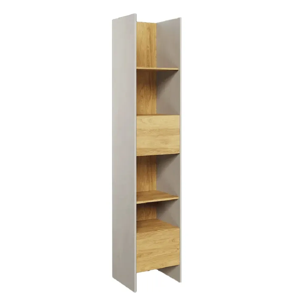 Tifton Bookcase with 1 Door 1 Drawer - Silk Flou, Oak