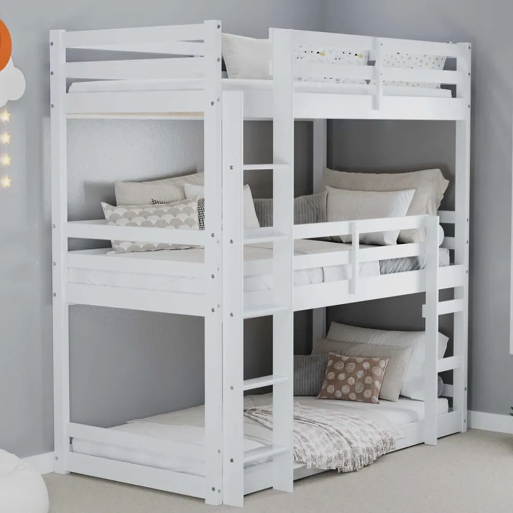 Tifton Triple Bunk Bed - White, Wood product