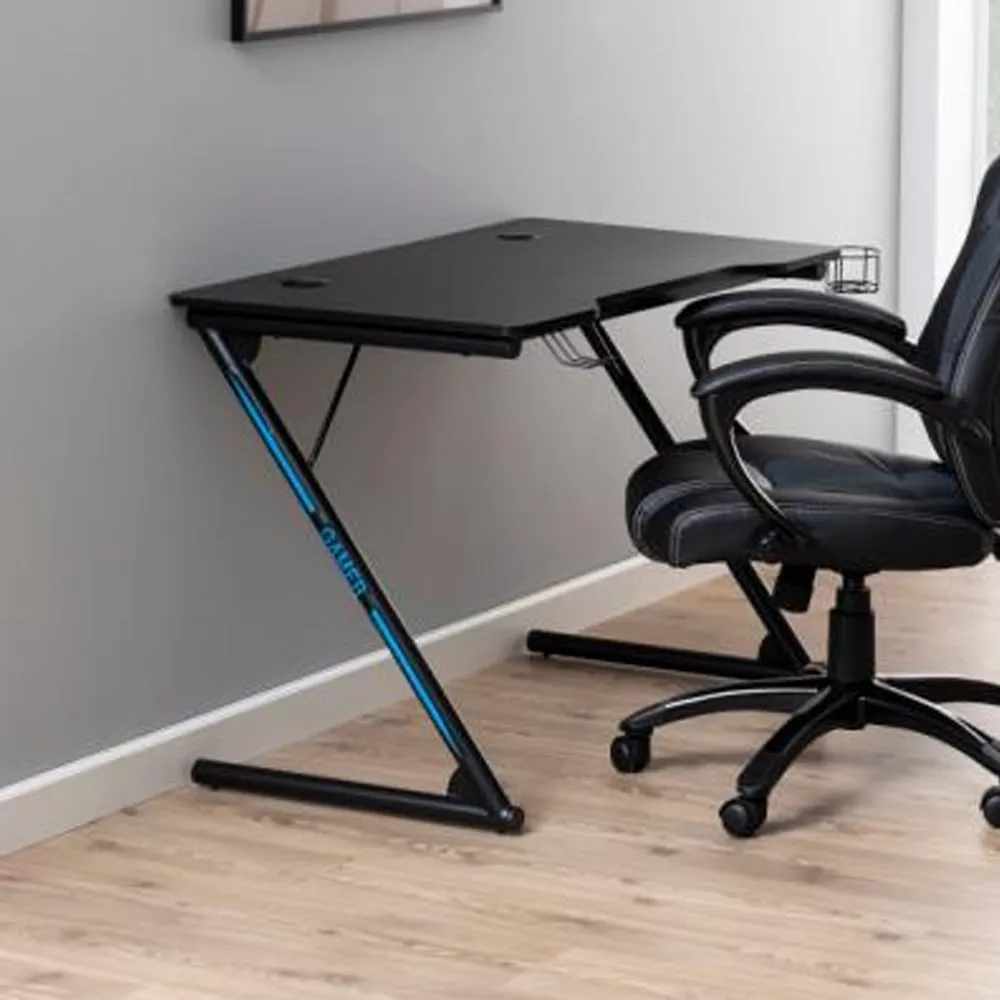 Tilburg Gaming Desk with Metal Frame - Black