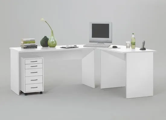 Till L-Shaped Corner Computer Desk - White image