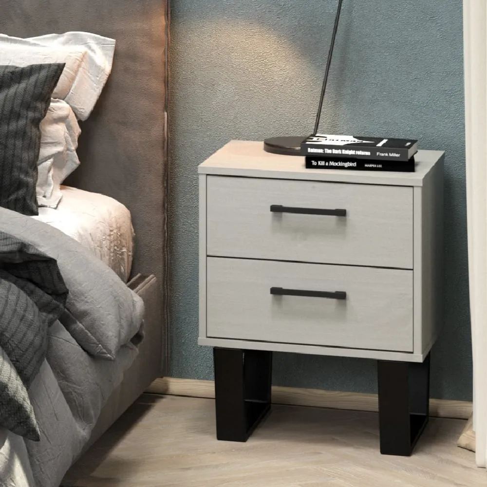 Tilston Bedside Cabinet with 2 Drawers - White, Black