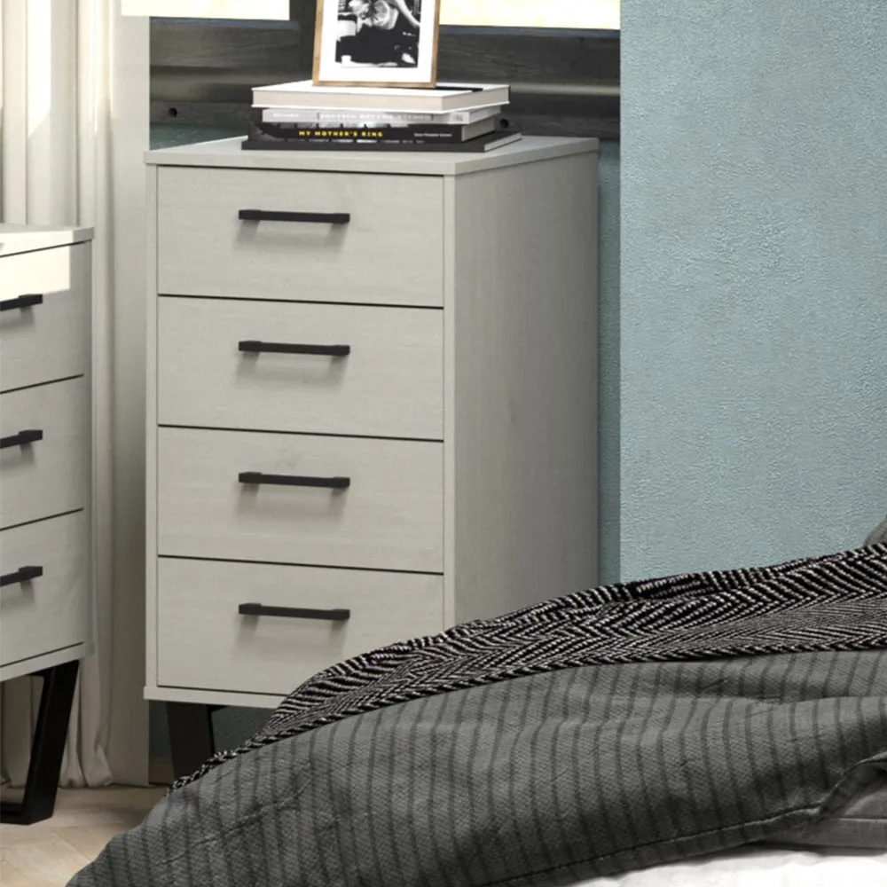 Tilston Tall Chest of 4 Drawers - White, Wood