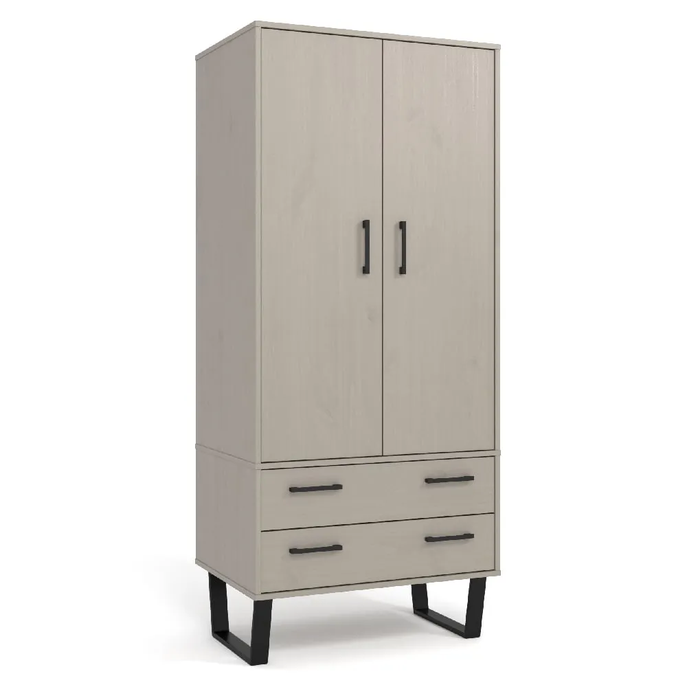 Tilston Wardrobe with 2 Doors 2 Drawers - White, Black