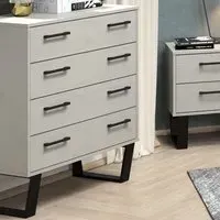 Tilston Wide Chest of 4 Drawers - White, Wood