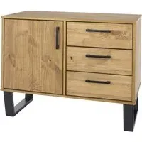 Tilston Wooden Sideboard with 1 Door 3 Drawers - Oak, Black