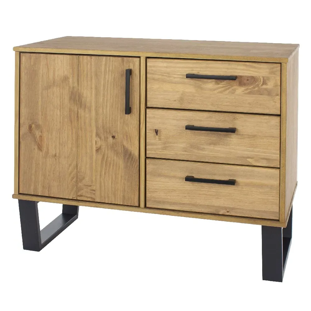 Tilston Wooden Sideboard with 1 Door 3 Drawers - Oak, Black image