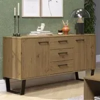 Tilston Wooden Sideboard with 2 Doors 3 Drawers - Oak, Black