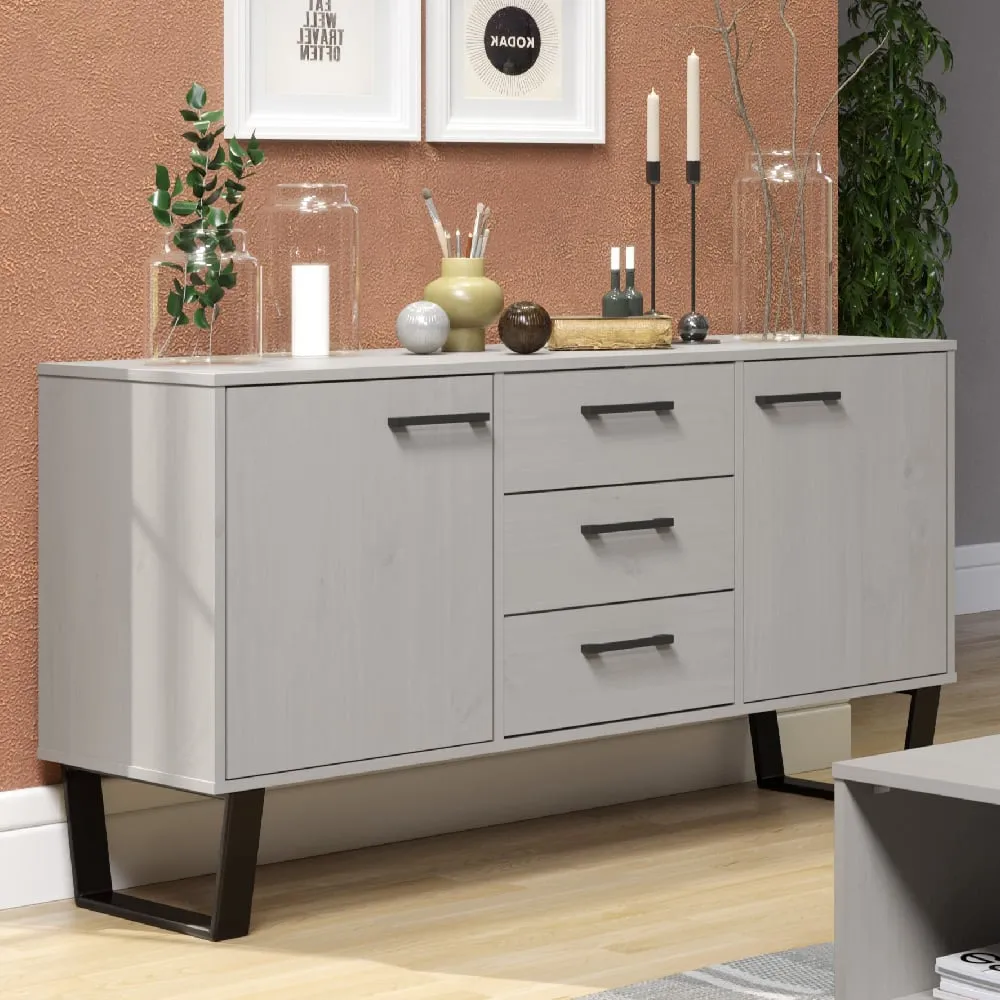 Tilston Wooden Sideboard with 2 Doors 3 Drawers - White, Black