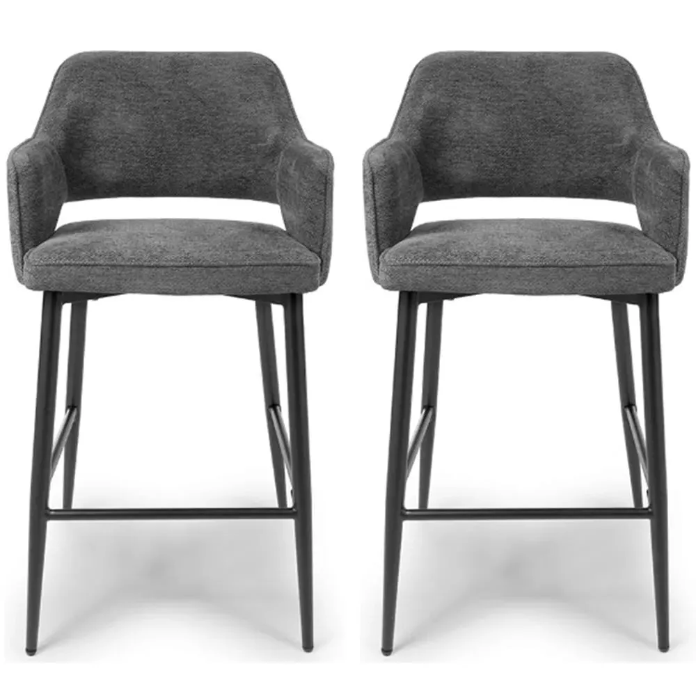 Tipton Bar Chairs In Pair - Dark Grey, Fabric image