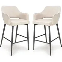 Tipton Bar Chairs In Pair - Natural, Fabric
