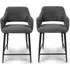 Tipton Counter Bar Chairs In Pair - Dark Grey, Fabric