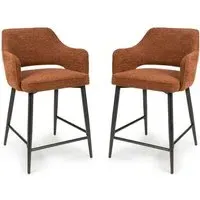 Tipton Counter Bar Chairs with Black Legs, Pair - Rust, Fabric alternate view
