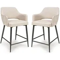Tipton Counter Dining Chairs In Pair - Natural, Fabric