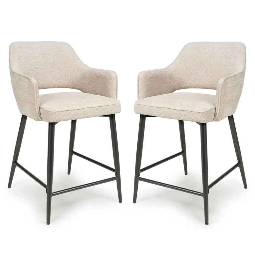 Tipton Counter Dining Chairs In Pair - Natural, Fabric