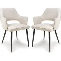Tipton Dining Chairs In Pair - Natural, Fabric