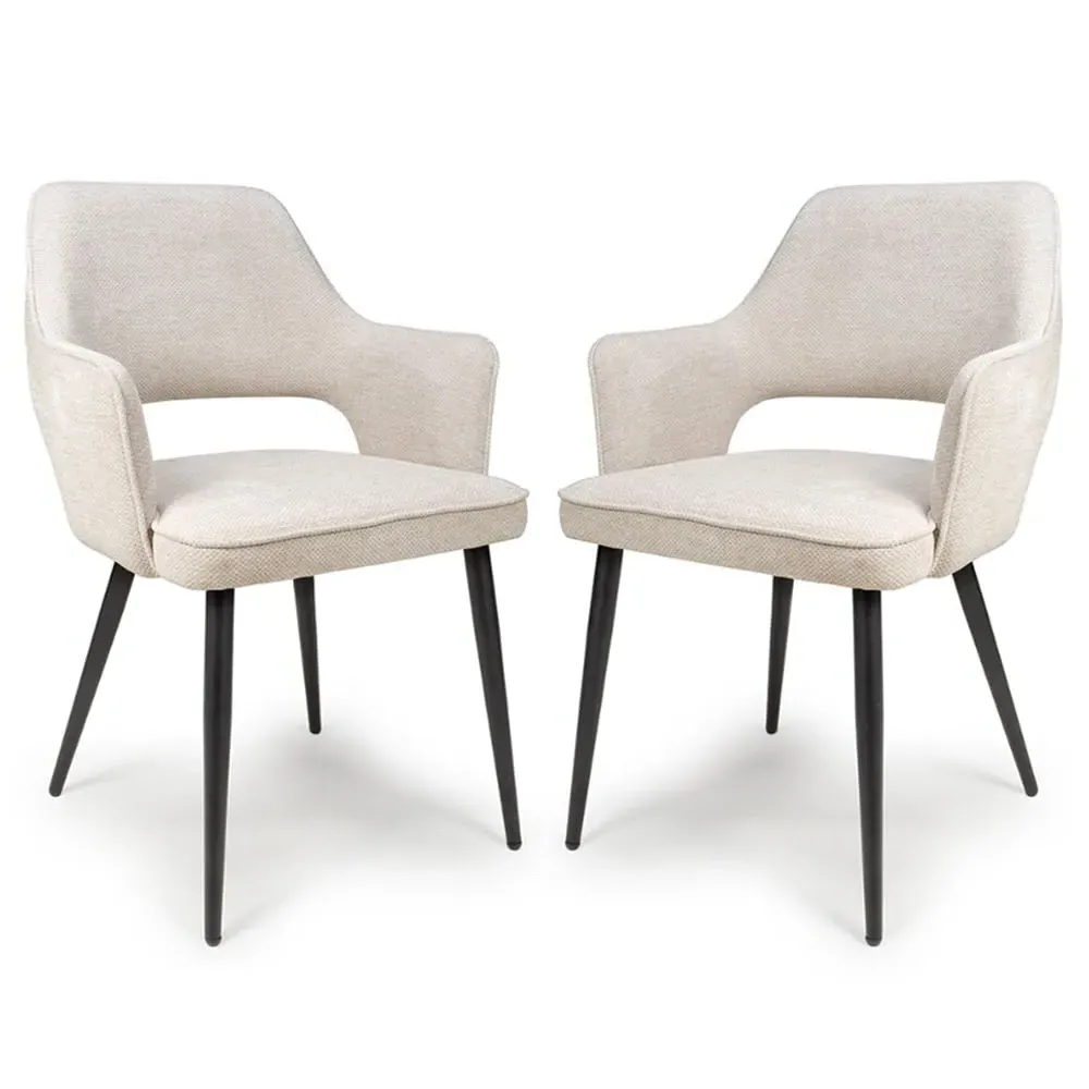 Tipton Dining Chairs In Pair - Natural, Fabric image