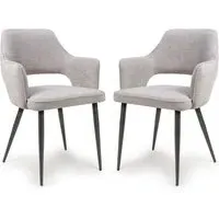 Tipton Dining Chairs In Pair - Pewter, Fabric