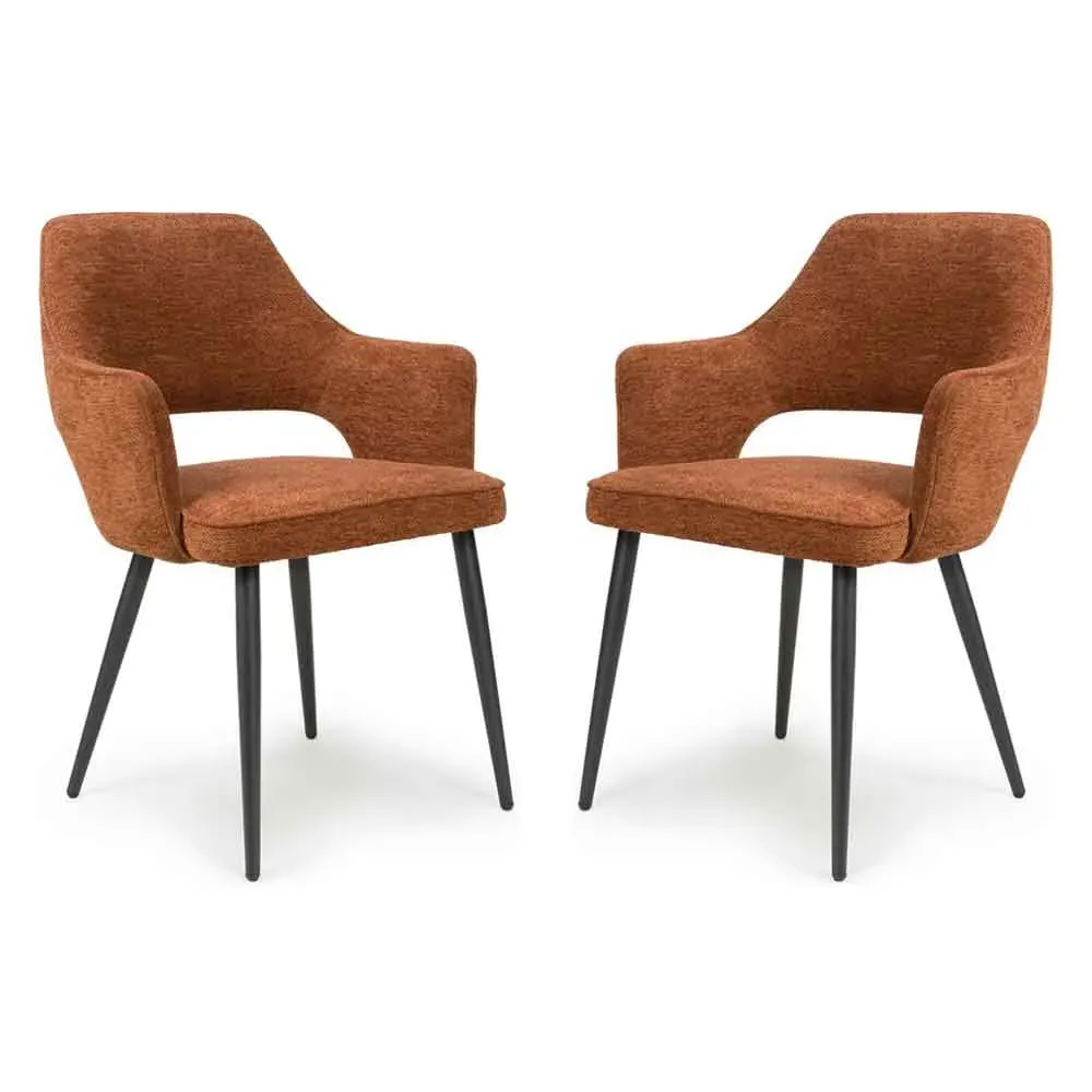 Tipton Pair of Dining Chairs with Cut-Out Back - Rust, Fabric product