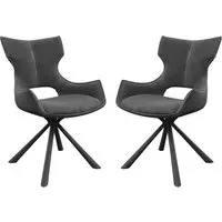 Tirana Dining Chairs in Pair - Grey, Velvet