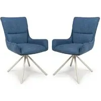 Tirana Dining Chairs Set of 2 - Blue, Fabric