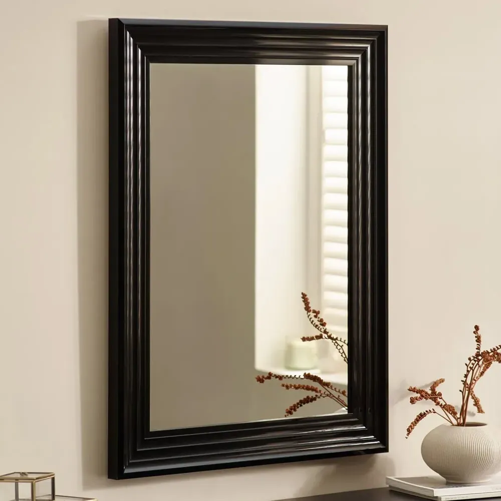 Tirana Rectangular Wall Mirror - Black, Wood image