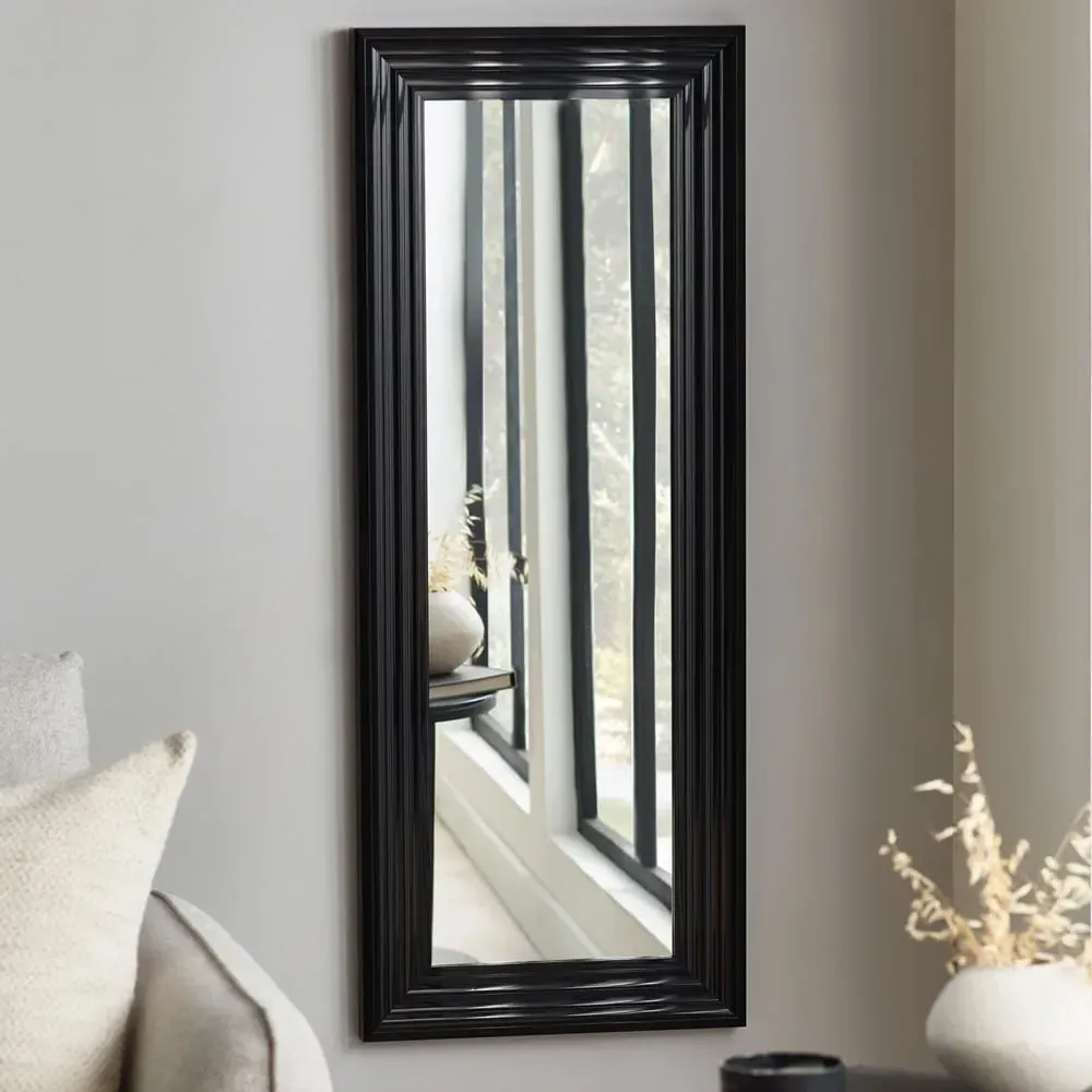 Tirana Tall Rectangular Dressing Mirror - Black, Wood image