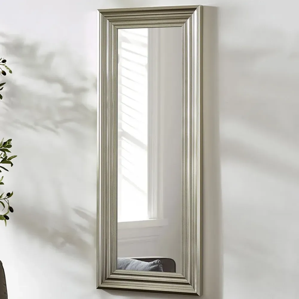 Tirana Tall Rectangular Dressing Mirror - Silver, Wood