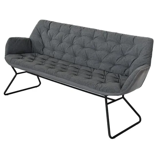 Titania Two Tone 3-Seater Sofa - Grey, Faux Leather