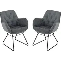 Titania Two Tone Dining Chairs In Pair - Grey, Faux Leather
