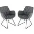 Titania Two Tone Dining Chairs In Pair - Grey, Faux Leather
