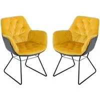 Titania Two Tone Dining Chairs In Pair - Yellow, Fabric