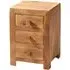 Tivat 3 Drawer Bedside Cabinet - Light Mahogany, Mango Wood