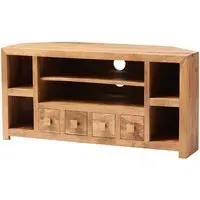 Tivat Corner TV Stand - Light Mahogany, Mango Wood