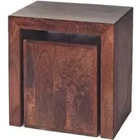 Tivat Cubed Nest of 2 Tables - Dark Mahogany, Mango Wood