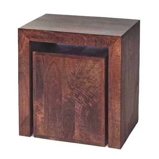 Tivat Cubed Nest of 2 Tables - Dark Mahogany, Mango Wood
