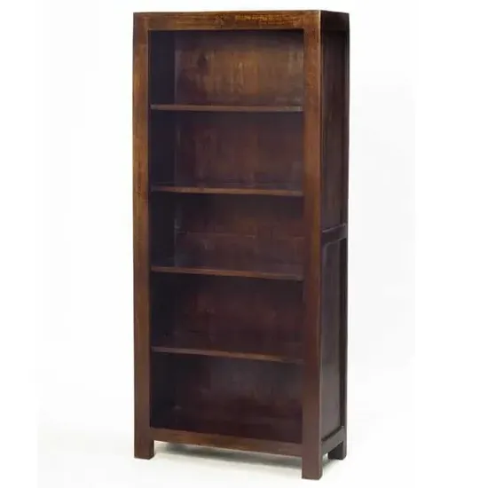 Tivat Large Bookcase - Dark Mahogany, Mango Wood