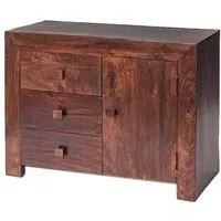 Tivat Mango Wood Sideboard 1 Door 3 Drawers - Dark Mahogany
