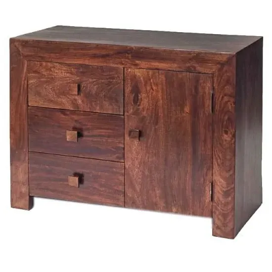 Tivat Mango Wood Sideboard 1 Door 3 Drawers - Dark Mahogany image