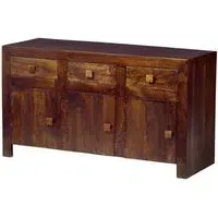 Tivat Mango Wood Sideboard 3 Doors 3 Drawers - Dark Mahogany