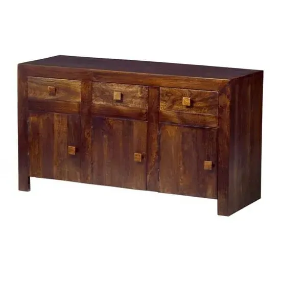 Tivat Mango Wood Sideboard 3 Doors 3 Drawers - Dark Mahogany