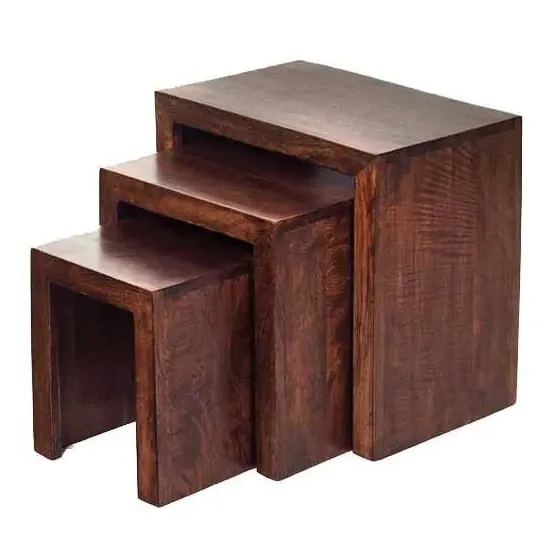 Tivat Nest of 3 Tables - Dark Mahogany, Mango Wood image