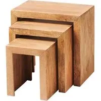 Tivat Nest of 3 Tables - Light Mahogany, Mango Wood