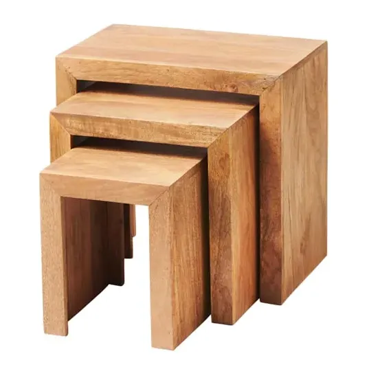Tivat Nest of 3 Tables - Light Mahogany, Mango Wood